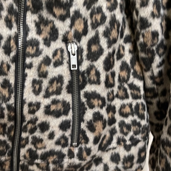 Cupcakes and Cashmere Wool Blend Leopard Print Sz Small Zippered lined Jacket - Picture 3 of 11